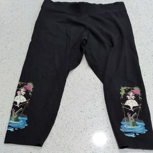 Disney Black Leggings with Pink and Green Accents